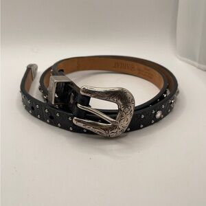 Ariat Black Studded Leather Belt with Silver Buckle